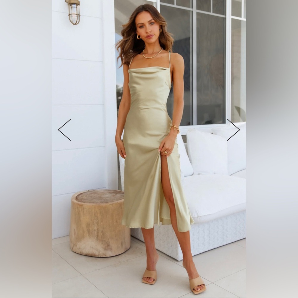 HELLO MOLLY DRINKS ON ME MIDI DRESS LIME - NEW WITH TAGS